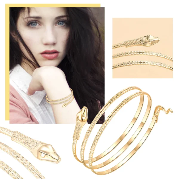 ⁦جديد وصول الشرير موضة ملفوف ثعبان دوامة العلوي سوار ذراع Armlet سوار الإسورة سوار للرجال النساء سوار الحفلات مجوهرات⁩ - الصورة ⁦3⁩