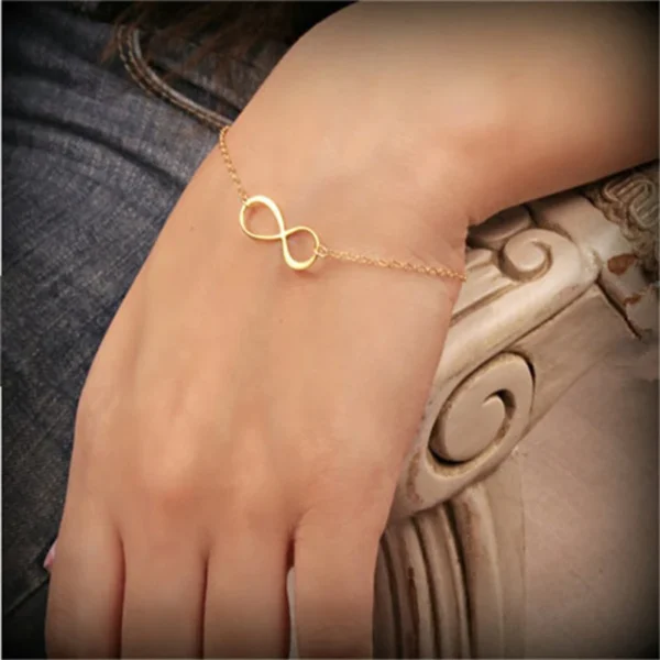 ⁦بسيطة الذهبي الفضة اللون إنفينيتي سوار للنساء عدد 8 Charms أساور أساور موضة غير عادية مجوهرات الحفلات LoverGift⁩ - الصورة ⁦6⁩