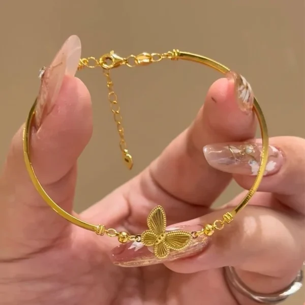 خمر الذهب اللون فراشة سوار جديد فاخر كريستال فراشة زهرة سحر سوار للنساء موضة مجوهرات الزفاف الطرف