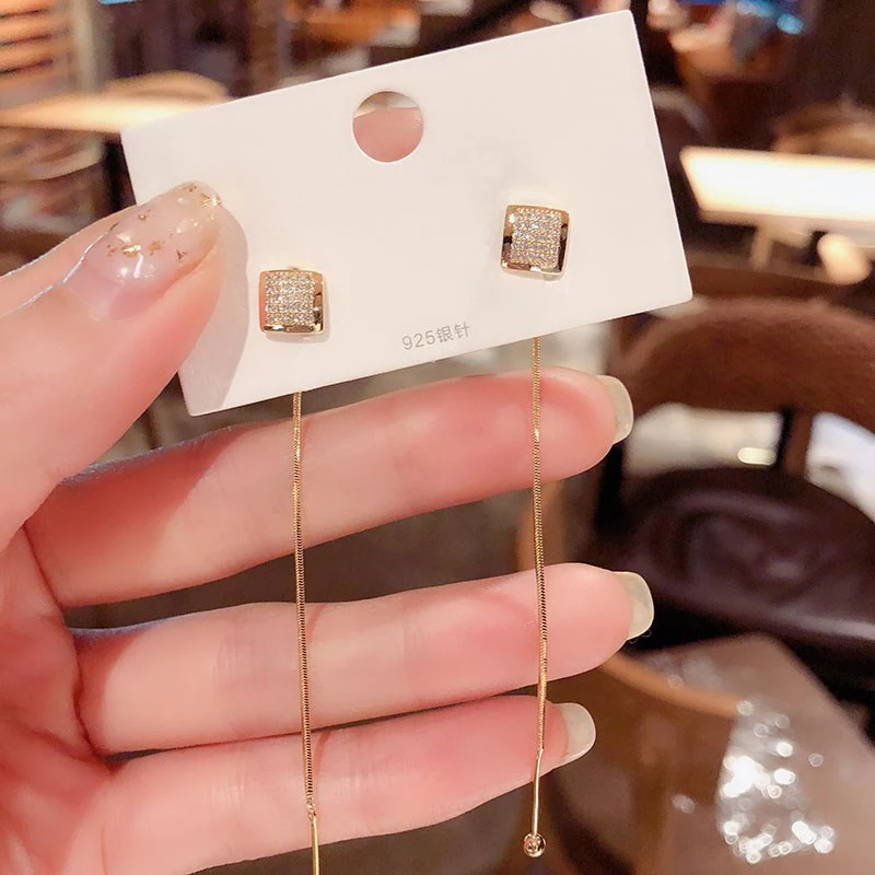 موضة جديدة طويلة شرابة انخفاض الأقراط الكورية الذهب اللون هندسية زهرة القلب معلقة النساء أقراط رائعة مجوهرات هدايا - الصورة 4