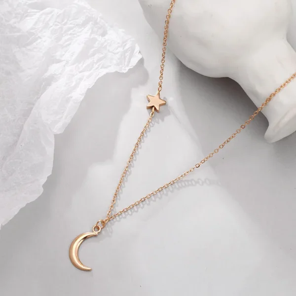 ⁦نجمة و قلادة على شكل قمر عقد قصير للنساء الحد الأدنى موضة Collares الصيف اليومية مجوهرات بيجو⁩ - الصورة ⁦4⁩