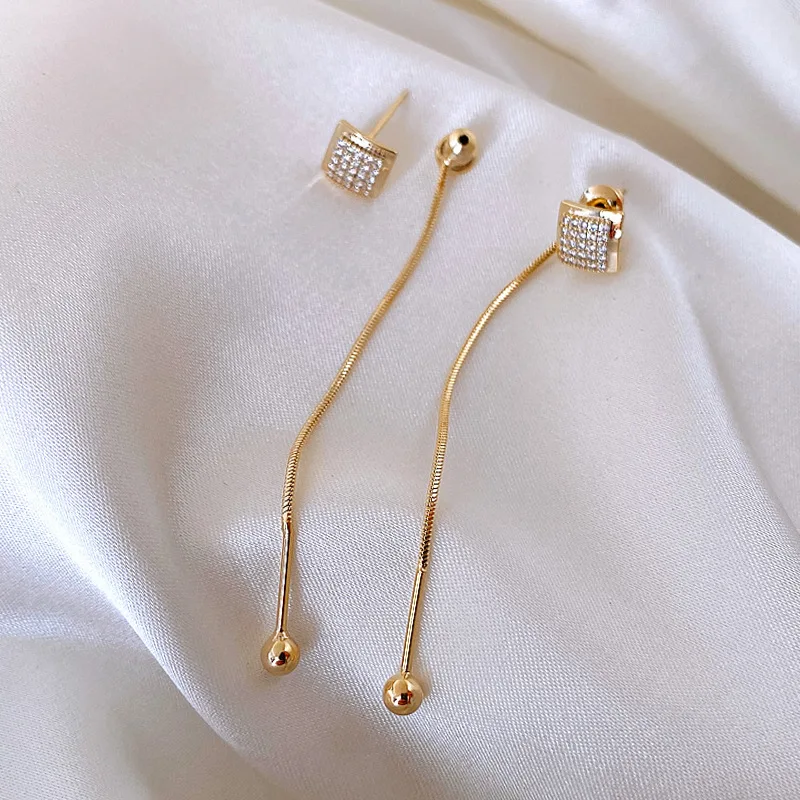 موضة جديدة طويلة شرابة انخفاض الأقراط الكورية الذهب اللون هندسية زهرة القلب معلقة النساء أقراط رائعة مجوهرات هدايا - الصورة 5