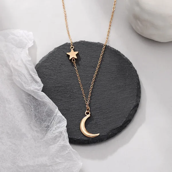 ⁦نجمة و قلادة على شكل قمر عقد قصير للنساء الحد الأدنى موضة Collares الصيف اليومية مجوهرات بيجو⁩ - الصورة ⁦3⁩