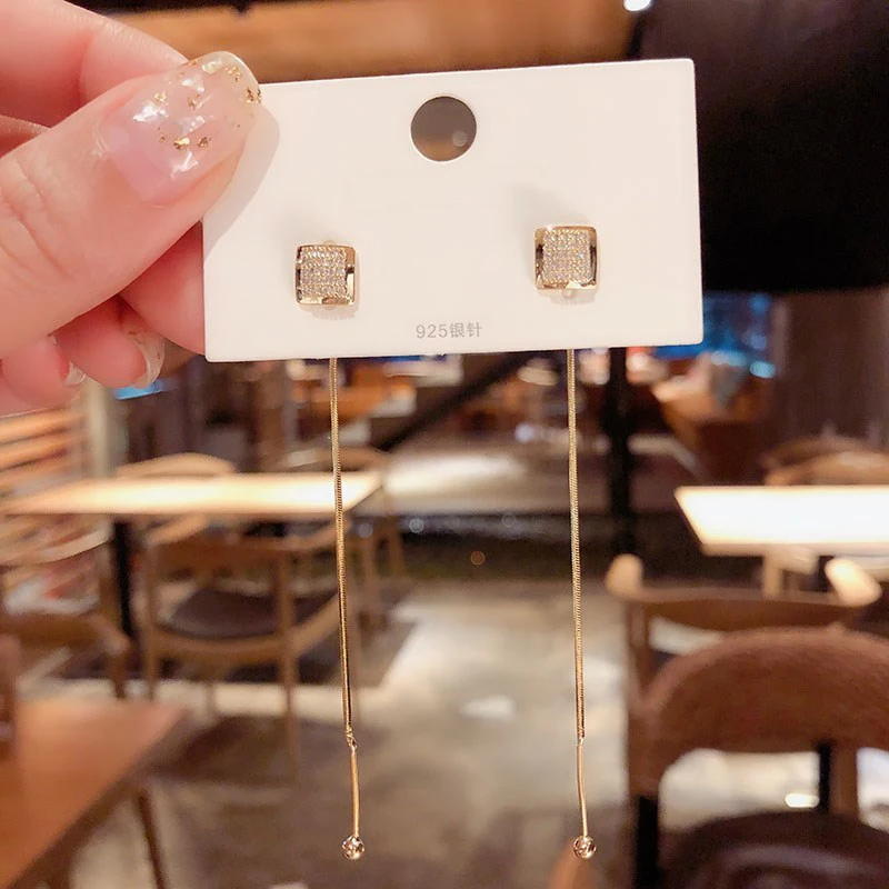 موضة جديدة طويلة شرابة انخفاض الأقراط الكورية الذهب اللون هندسية زهرة القلب معلقة النساء أقراط رائعة مجوهرات هدايا - الصورة 2