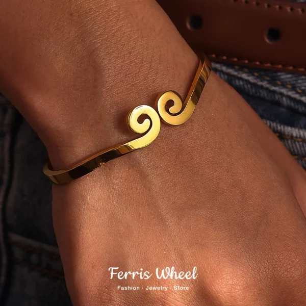 Wukong Gold Plated Bangle Bracelet For Women Stainless Steel Ethnic Waterproof Luxury Charm Couple Jewelry Gift