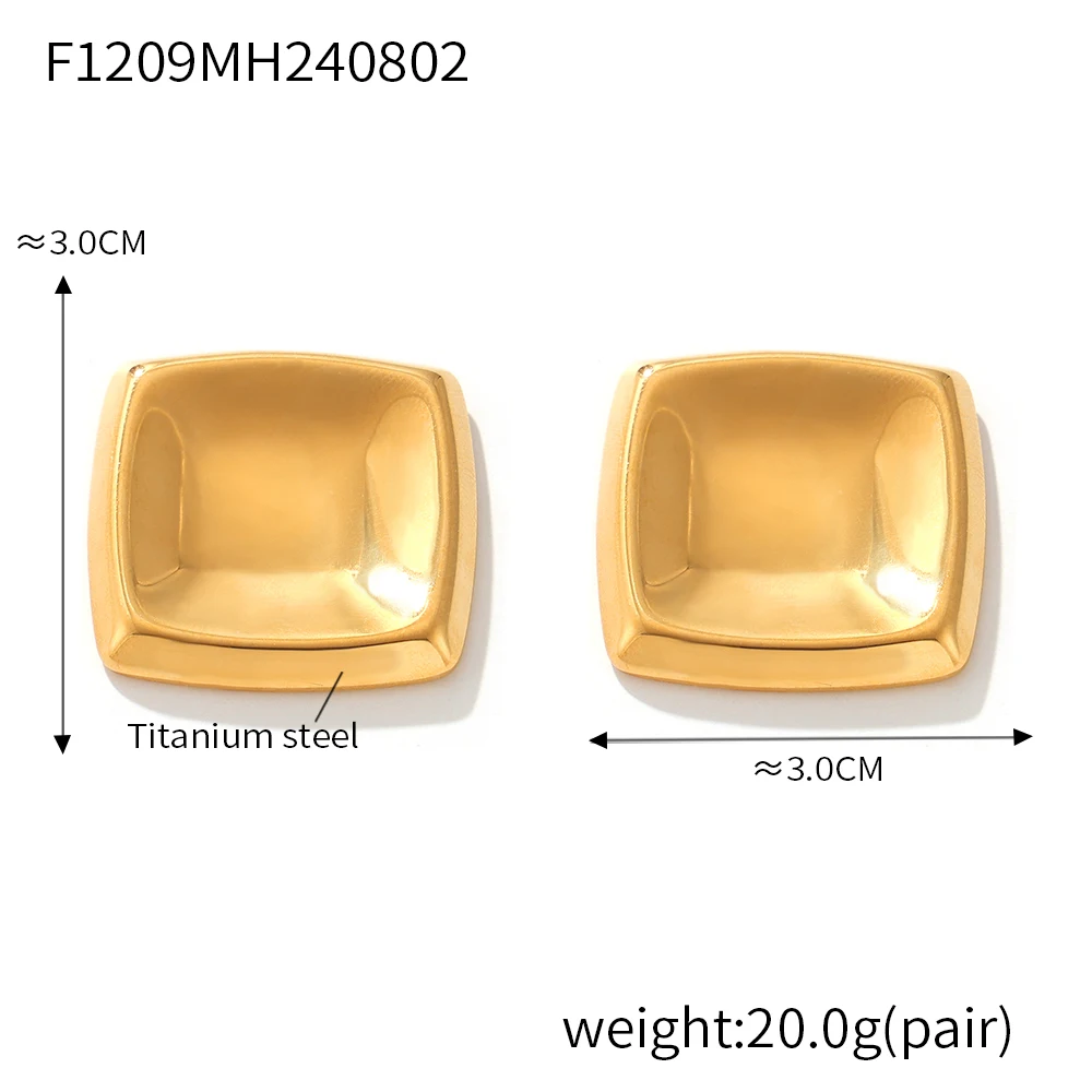 أقراط فريدة مربعة لامعة للنساء ، فولاذ مقاوم للصدأ ، مسمار أذن بسيط ، هدية مجوهرات مطلية بالذهب مقاومة للماء ، بيع بالجملة - الصورة 6