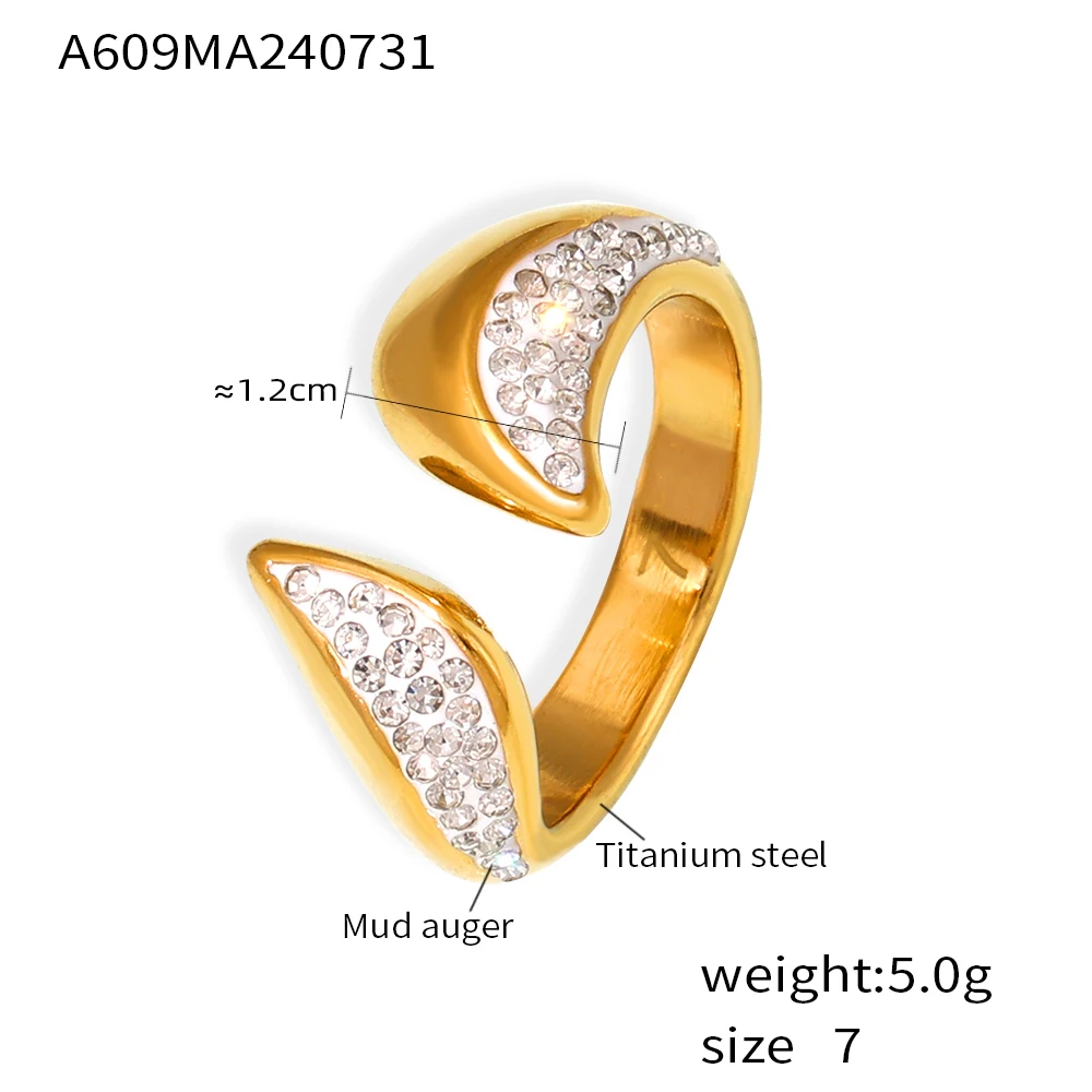 خواتم أنيقة للنساء مطلية بالذهب من الفولاذ المقاوم للصدأ وأحجار الراين مستديرة لحفلات الزفاف خواتم نسائية ساحرة هدايا مجوهرات مقاومة للماء - الصورة 6