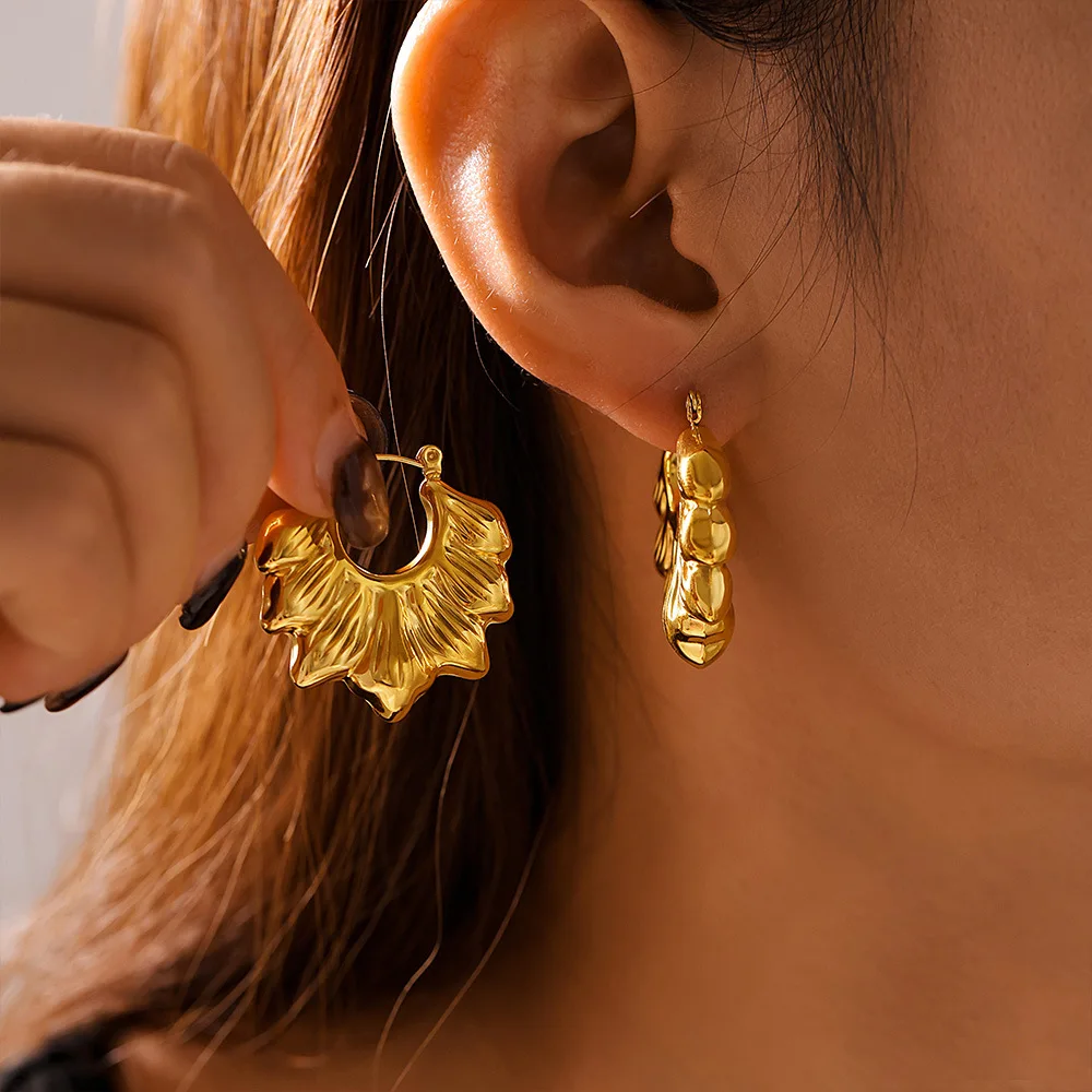 أقراط على شكل زهرة مصيدة للعين للنساء ، أقراط أذن من الفولاذ المقاوم للصدأ ، مقاومة للماء ، مطلية بالذهب ، هدايا مجوهرات فاخرة ، بيع بالجملة - الصورة 3