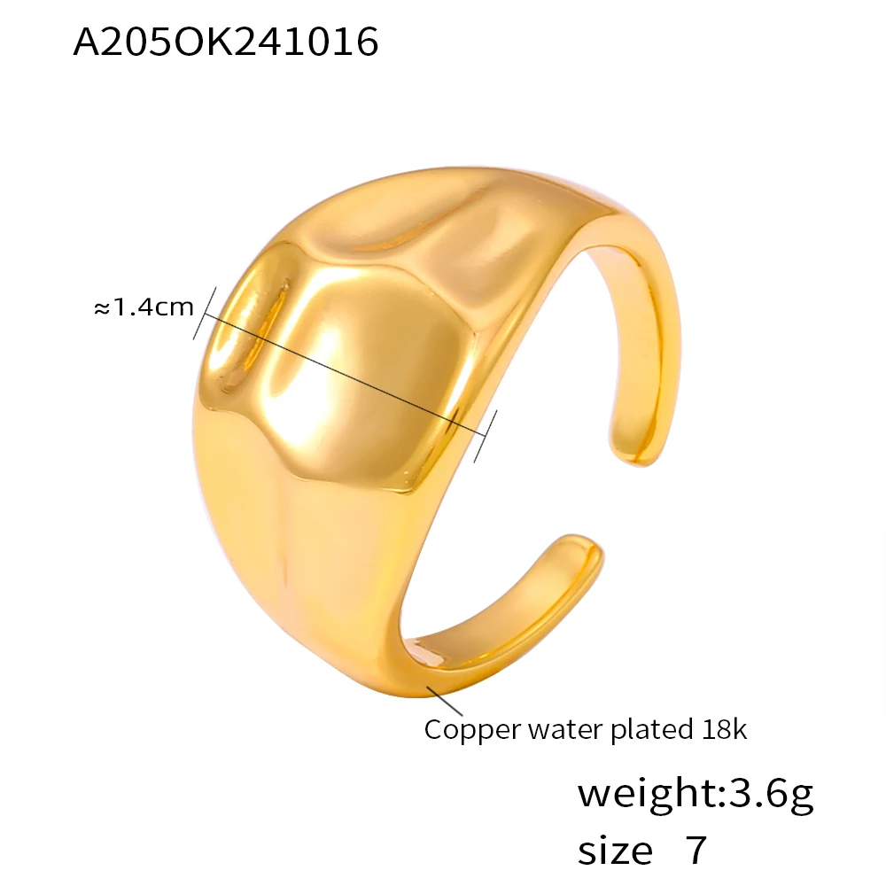 خواتم نحاسية أنيقة للنساء تصميم غير منتظم PVD 18K مطلية بالذهب خاتم فاخر ملمس ساحر مجوهرات هدية بالجملة - الصورة 6